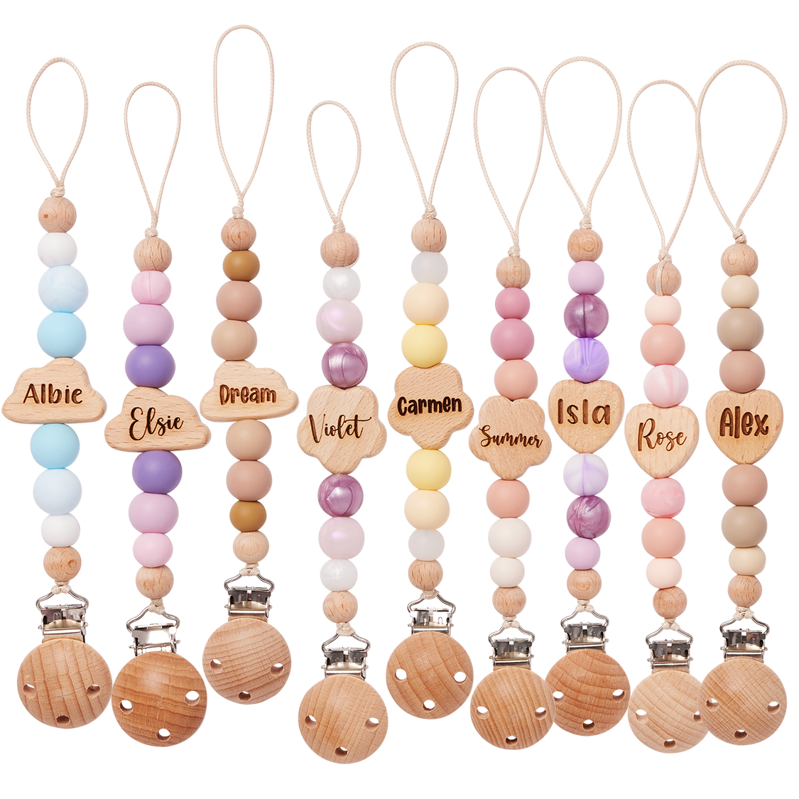 New Personalised Dummy Clips (pacifier clips) from Newly Born