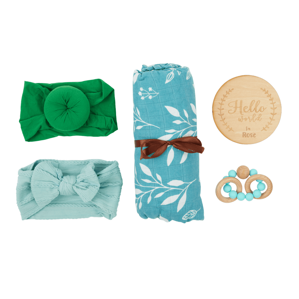 Cute as a Button Headband Gift Set | Blue/Green