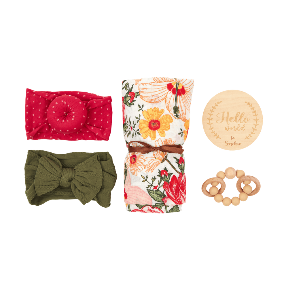 Cute as a Button Headband Gift Set | Red/Green