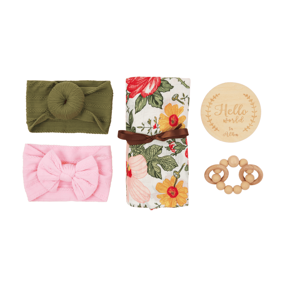 Cute as a Button Headband Gift Set | Pink/Green Floral