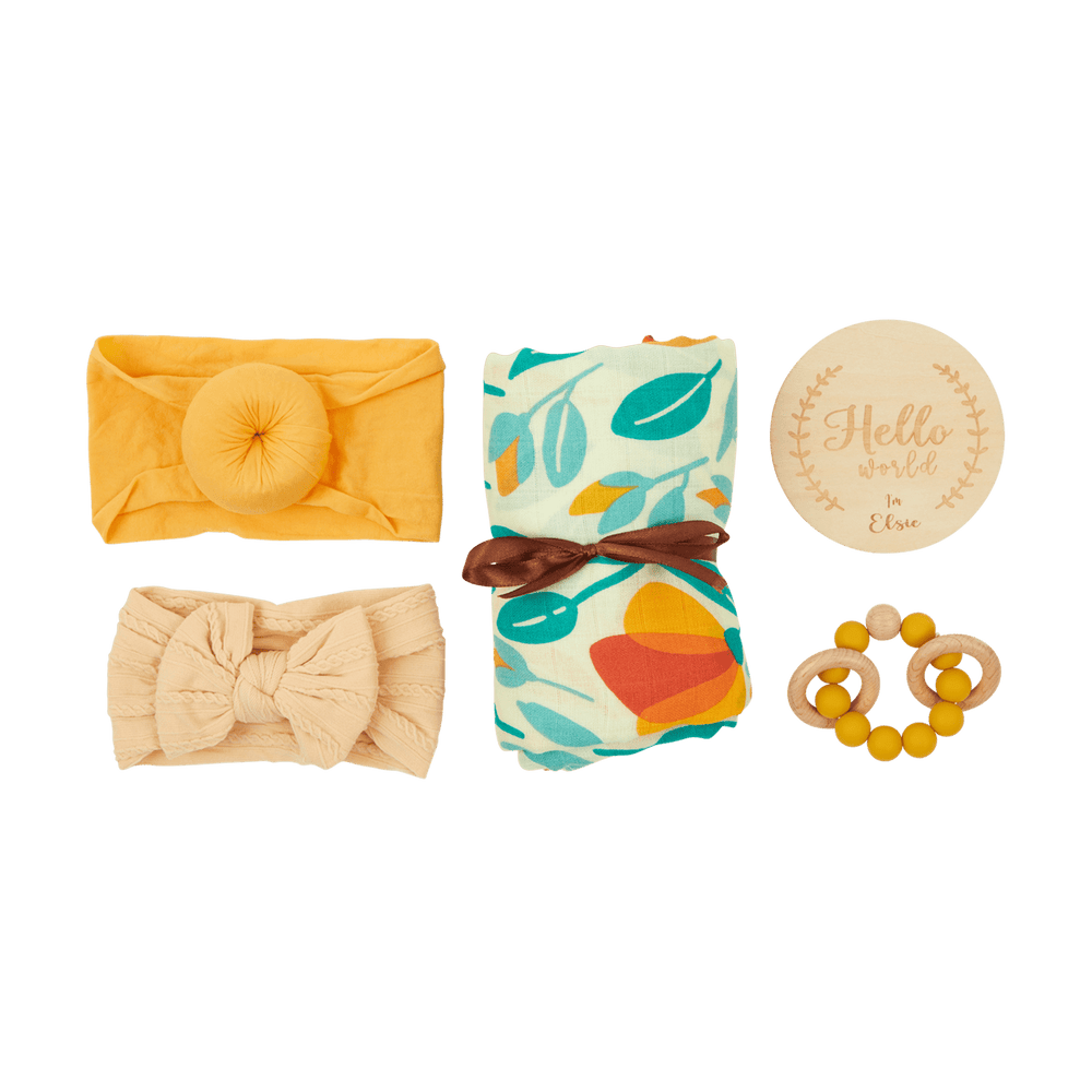 Cute as a Button Headband Gift Set | Yellow/Beige