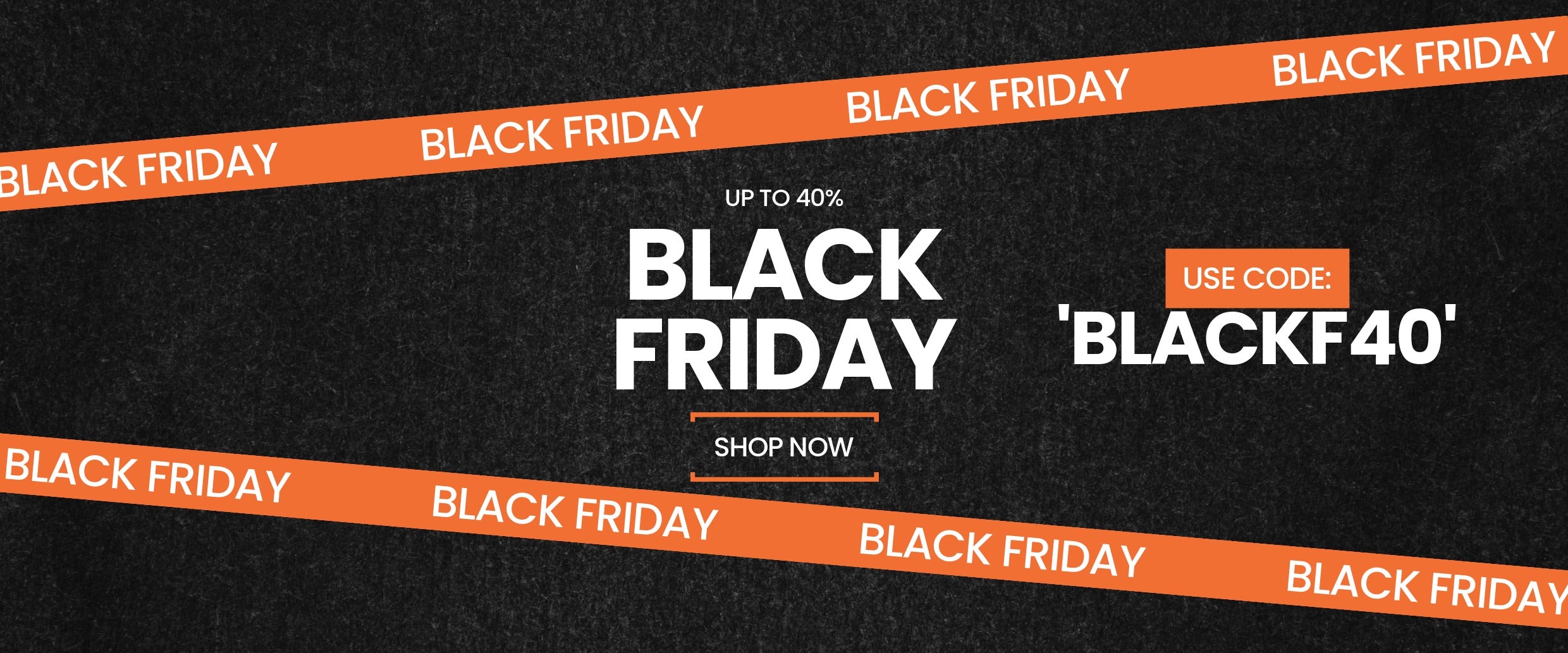 Black Friday sale banner with text and code on a black background from Newly Born UK