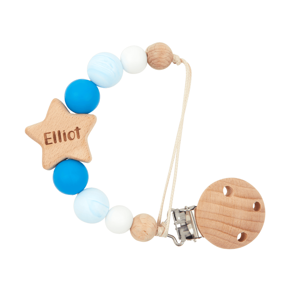 Little Ones Personalised Star Dummy Clip | Blue Dream